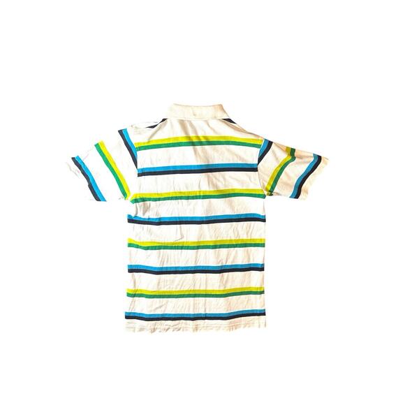 VTG SouthPole Polo Shirt Men’s L 16-18 White w/ Blue black and green Stripes Y2K - Picture 4 of 6